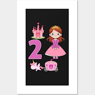 2nd birthday  Princess Castle Unicorn Carriage Posters and Art